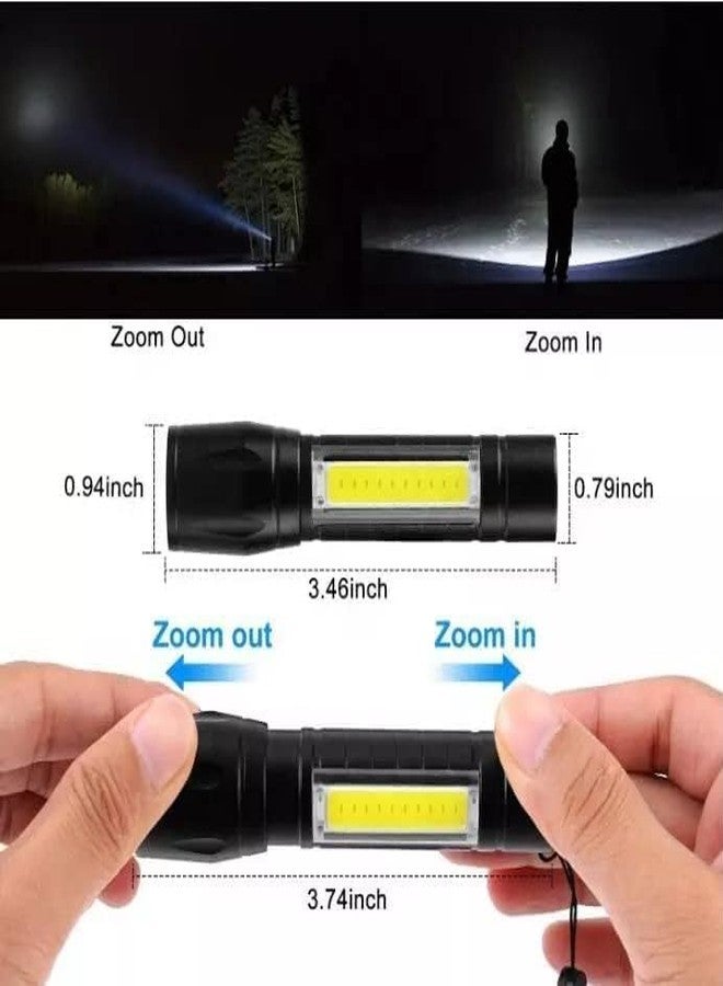 ILIKA USB Rechargeable mini LED Flashlight - Compact COB Work Light with 3 Modes, Waterproof Emergency Torch & Floodlight for Camping, Hiking & Outdoors (Black, 1 Pack) (Small Sun 1pc) - Image 4